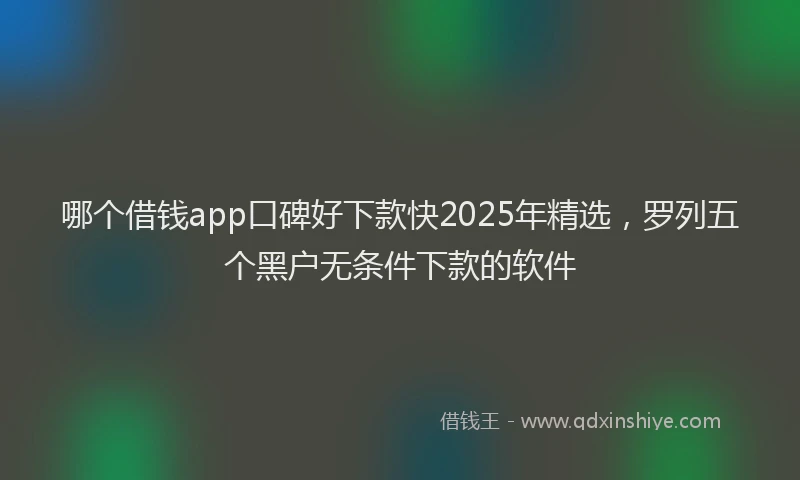 哪个借钱app口碑好下款快2025年精选，罗列五个黑户无条件下款的软件