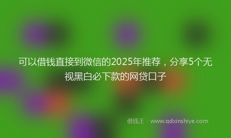 可以借钱直接到微信的2025年推荐，分享5个无视黑白必下款的网贷口子