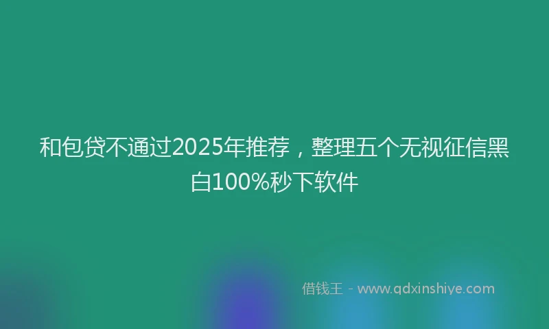 和包贷不通过2025年推荐，整理五个无视征信黑白100%秒下软件