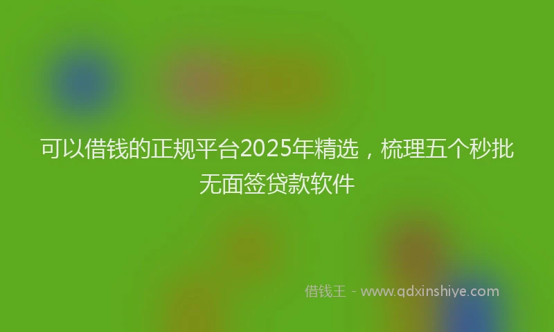 可以借钱的正规平台2025年精选，梳理五个秒批无面签贷款软件
