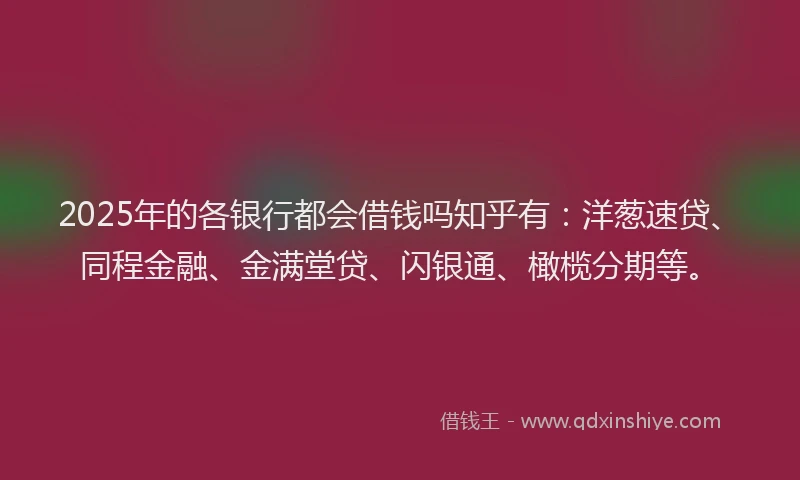 2025年的各银行都会借钱吗知乎有：洋葱速贷、同程金融、金满堂贷、闪银通、橄榄分期等。