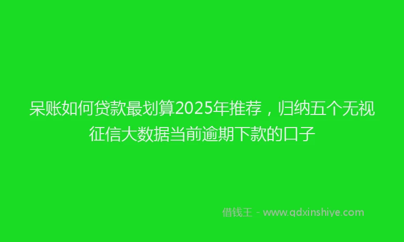 呆账如何贷款最划算2025年推荐，归纳五个无视征信大数据当前逾期下款的口子