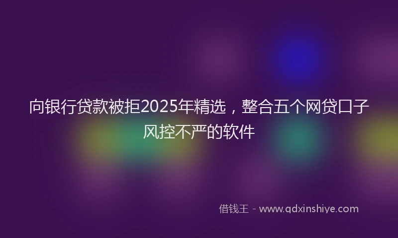 向银行贷款被拒2025年精选，整合五个网贷口子风控不严的软件