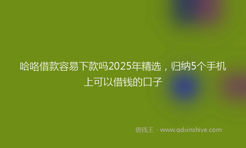 哈咯借款容易下款吗2025年精选,归纳5个手机上可以借钱的口子
