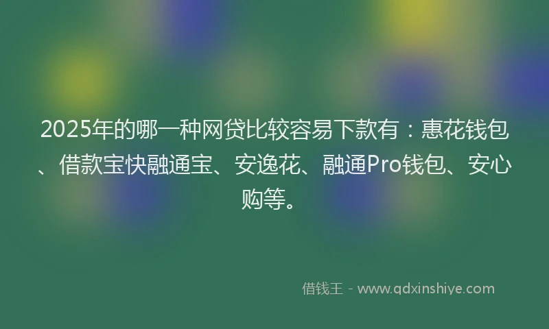 2025年的哪一种网贷比较容易下款有：惠花钱包、借款宝快融通宝、安逸花、融通Pro钱包、安心购等。