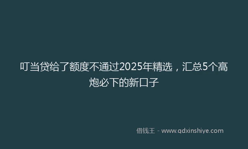 叮当贷给了额度不通过2025年精选，汇总5个高炮必下的新口子
