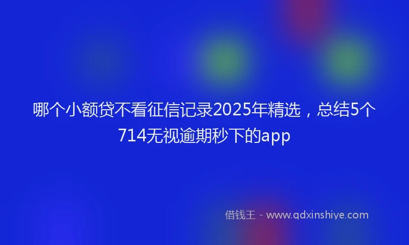 哪个小额贷不看征信记录2025年精选，总结5个714无视逾期秒下的app