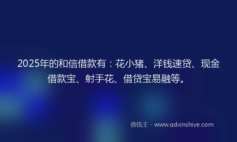 2025年的和信借款有：花小猪、洋钱速贷、现金借款宝、射手花、借贷宝易融等。