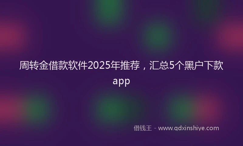 周转金借款软件2025年推荐，汇总5个黑户下款app