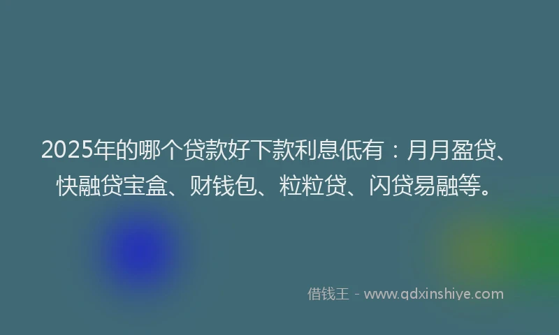 2025年的哪个贷款好下款利息低有：月月盈贷、快融贷宝盒、财钱包、粒粒贷、闪贷易融等。