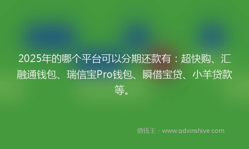 2025年的哪个平台可以分期还款有：超快购、汇融通钱包、瑞信宝Pro钱包、瞬借宝贷、小羊贷款等。