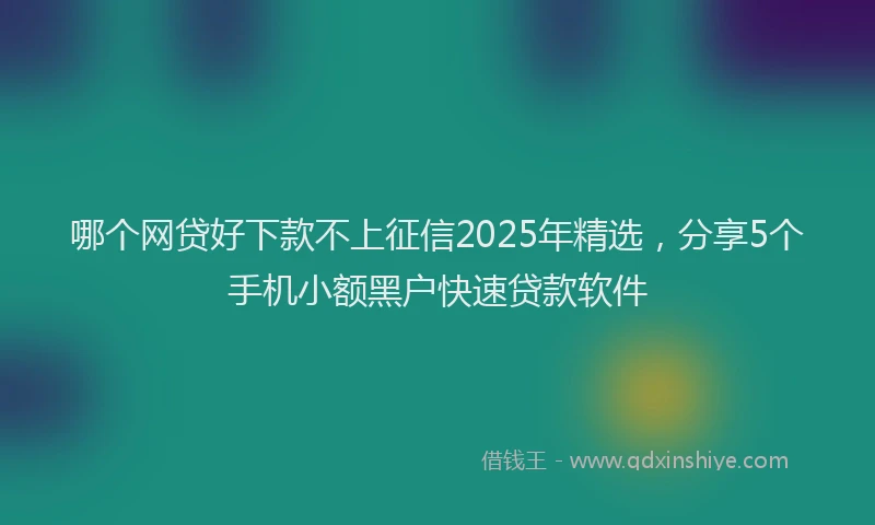 哪个网贷好下款不上征信2025年精选，分享5个手机小额黑户快速贷款软件