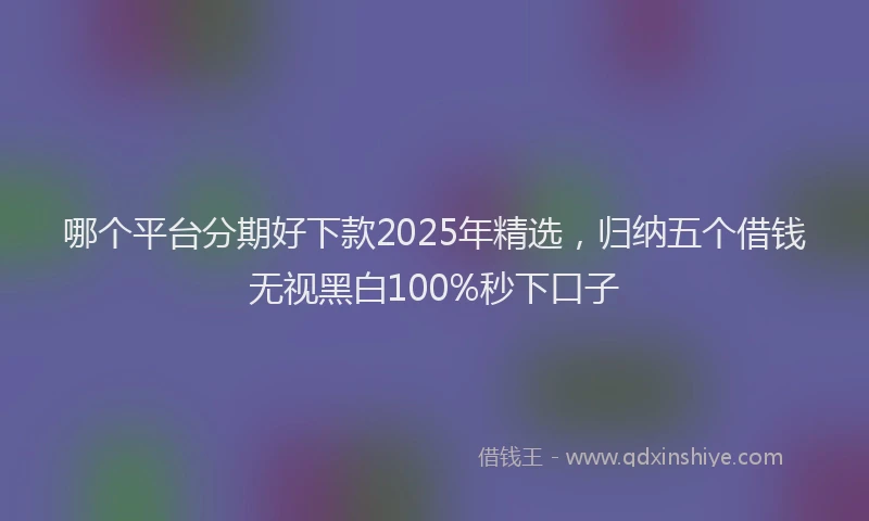 哪个平台分期好下款2025年精选，归纳五个借钱无视黑白100%秒下口子