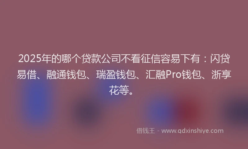 2025年的哪个贷款公司不看征信容易下有：闪贷易借、融通钱包、瑞盈钱包、汇融Pro钱包、浙享花等。
