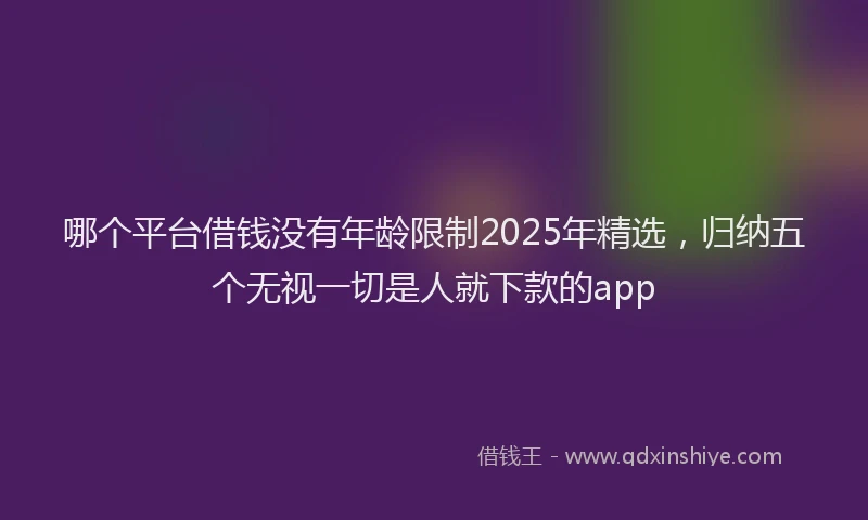 哪个平台借钱没有年龄限制2025年精选，归纳五个无视一切是人就下款的app