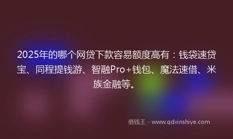 2025年的哪个网贷下款容易额度高有：钱袋速贷宝、同程提钱游、智融Pro+钱包、魔法速借、米族金融等。