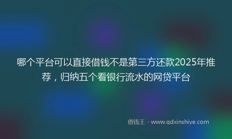 哪个平台可以直接借钱不是第三方还款2025年推荐，归纳五个看银行流水的网贷平台