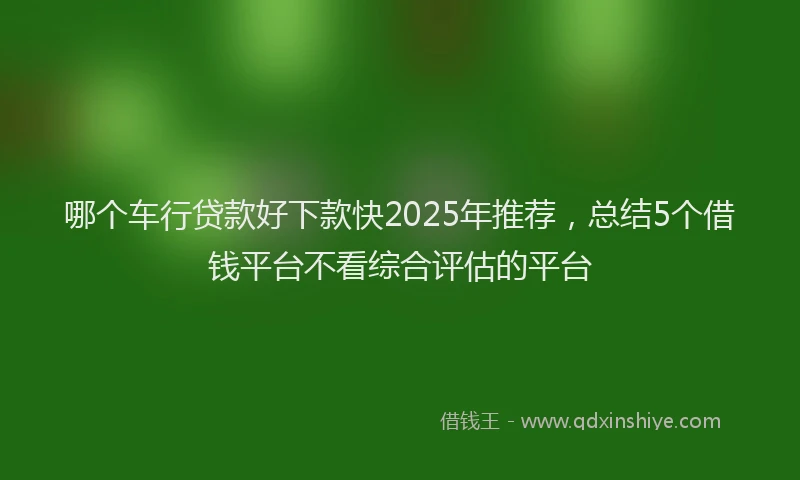 哪个车行贷款好下款快2025年推荐，总结5个借钱平台不看综合评估的平台