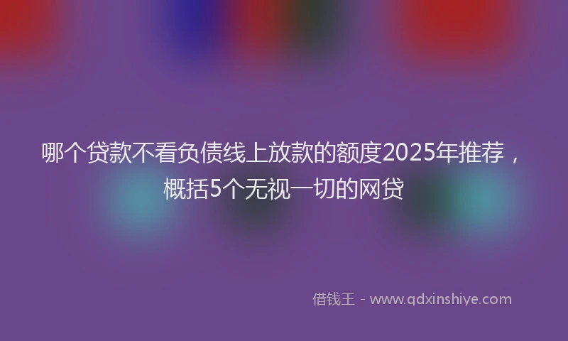 哪个贷款不看负债线上放款的额度2025年推荐,概括5个无视一切的网贷
