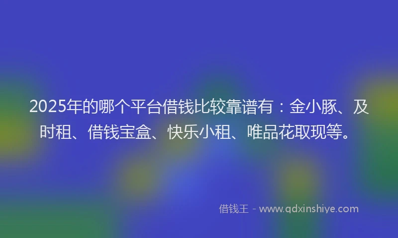 2025年的哪个平台借钱比较靠谱有：金小豚、及时租、借钱宝盒、快乐小租、唯品花取现等。