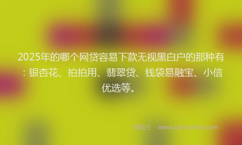 2025年的哪个网贷容易下款无视黑白户的那种有：银杏花、拍拍用、翡翠贷、钱袋易融宝、小信优选等。