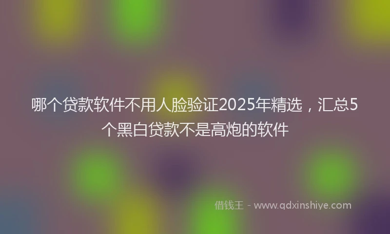哪个贷款软件不用人脸验证2025年精选，汇总5个黑白贷款不是高炮的软件