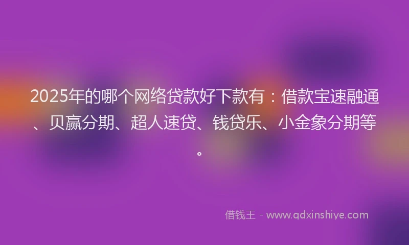 2025年的哪个网络贷款好下款有：借款宝速融通、贝赢分期、超人速贷、钱贷乐、小金象分期等。