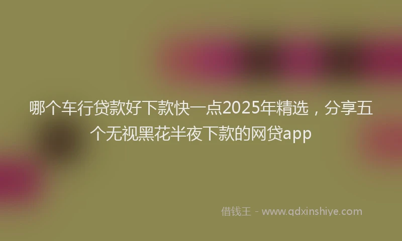 哪个车行贷款好下款快一点2025年精选，分享五个无视黑花半夜下款的网贷app