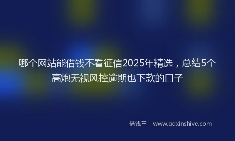 哪个网站能借钱不看征信2025年精选，总结5个高炮无视风控逾期也下款的口子