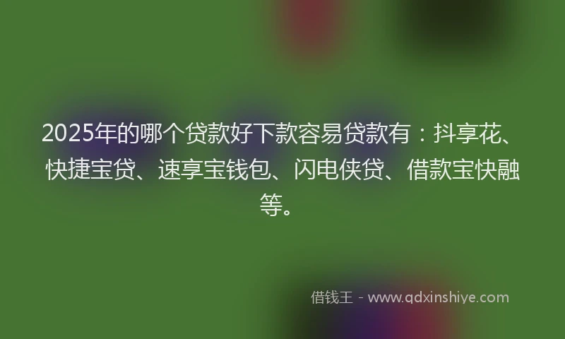 2025年的哪个贷款好下款容易贷款有：抖享花、快捷宝贷、速享宝钱包、闪电侠贷、借款宝快融等。