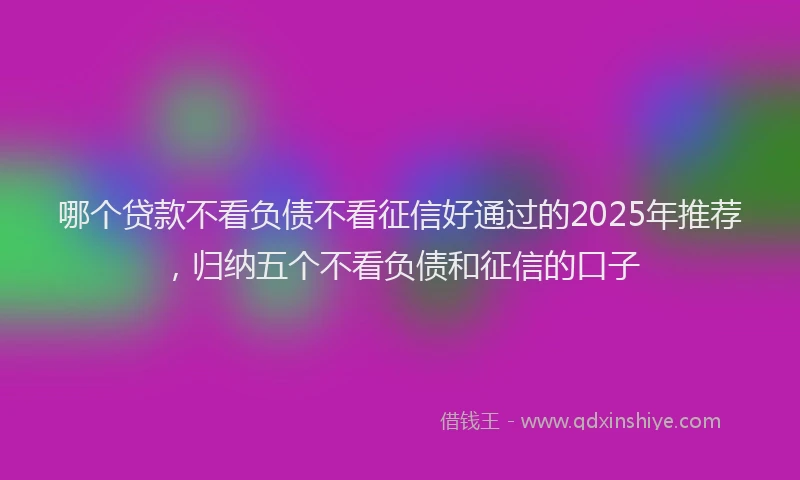 哪个贷款不看负债不看征信好通过的2025年推荐，归纳五个不看负债和征信的口子