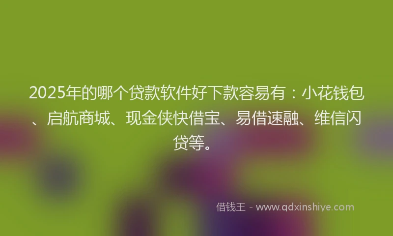 2025年的哪个贷款软件好下款容易有：小花钱包、启航商城、现金侠快借宝、易借速融、维信闪贷等。