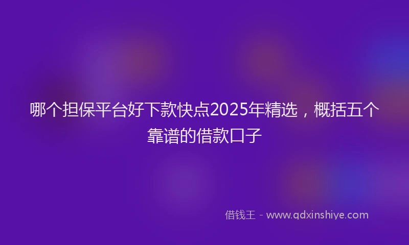 哪个担保平台好下款快点2025年精选,概括五个靠谱的借款口子