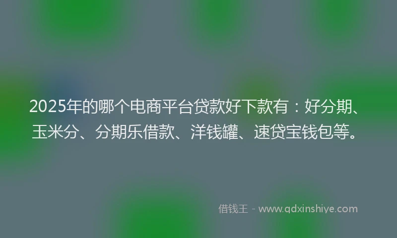 2025年的哪个电商平台贷款好下款有：好分期、玉米分、分期乐借款、洋钱罐、速贷宝钱包等。