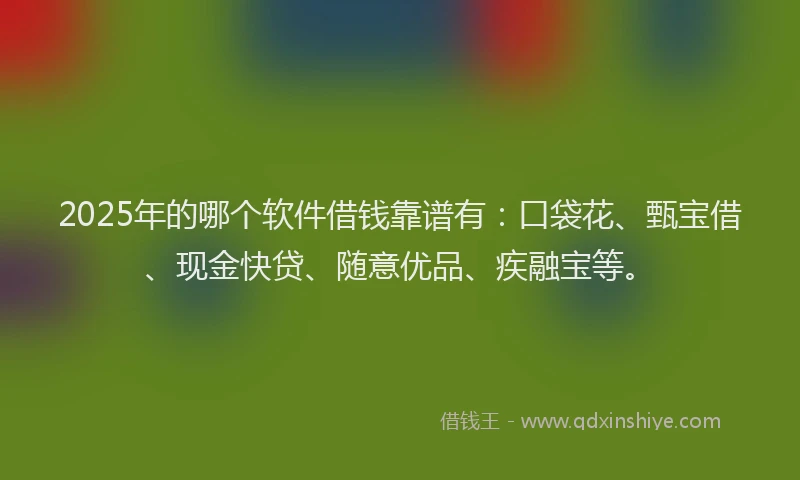 2025年的哪个软件借钱靠谱有：口袋花、甄宝借、现金快贷、随意优品、疾融宝等。