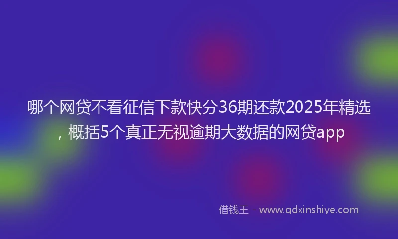 哪个网贷不看征信下款快分36期还款2025年精选，概括5个真正无视逾期大数据的网贷app