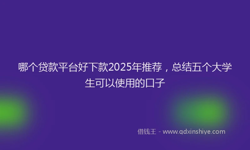 哪个贷款平台好下款2025年推荐，总结五个大学生可以使用的口子