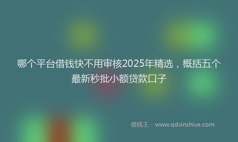 哪个平台借钱快不用审核2025年精选,概括五个最新秒批小额贷款口子