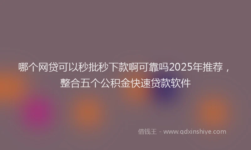 哪个网贷可以秒批秒下款啊可靠吗2025年推荐,整合五个公积金快速贷款软件