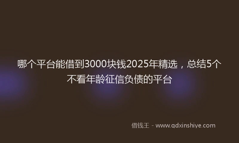 哪个平台能借到3000块钱2025年精选,总结5个不看年龄征信负债的平台