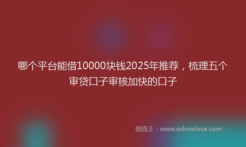 哪个平台能借10000块钱2025年推荐，梳理五个审贷口子审核加快的口子