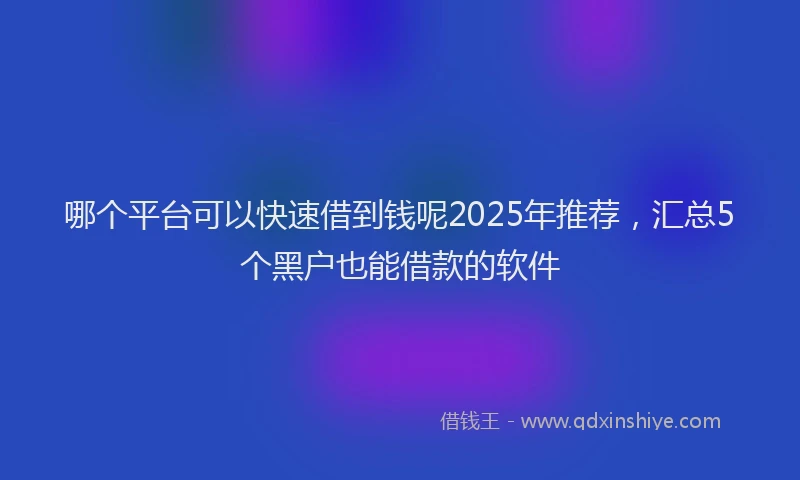 哪个平台可以快速借到钱呢2025年推荐，汇总5个黑户也能借款的软件