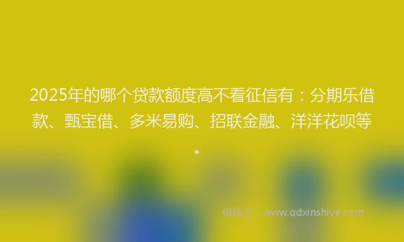 2025年的哪个贷款额度高不看征信有：分期乐借款、甄宝借、多米易购、招联金融、洋洋花呗等。