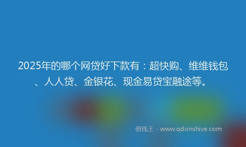 2025年的哪个网贷好下款有：超快购、维维钱包、人人贷、金银花、现金易贷宝融途等。