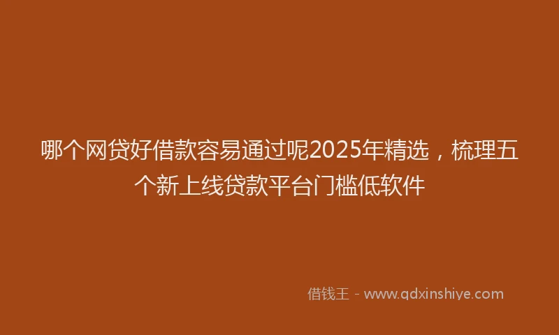 哪个网贷好借款容易通过呢2025年精选，梳理五个新上线贷款平台门槛低软件