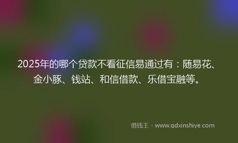 2025年的哪个贷款不看征信易通过有：随易花、金小豚、钱站、和信借款、乐借宝融等。