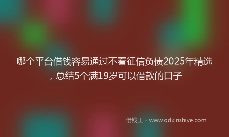 哪个平台借钱容易通过不看征信负债2025年精选，总结5个满19岁可以借款的口子
