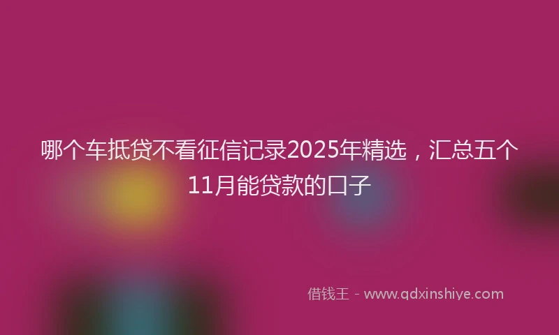 哪个车抵贷不看征信记录2025年精选，汇总五个11月能贷款的口子