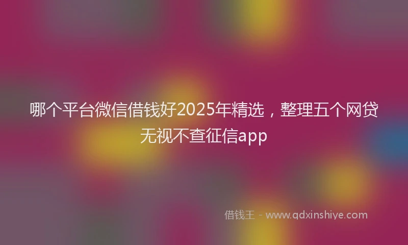 哪个平台微信借钱好2025年精选，整理五个网贷无视不查征信app