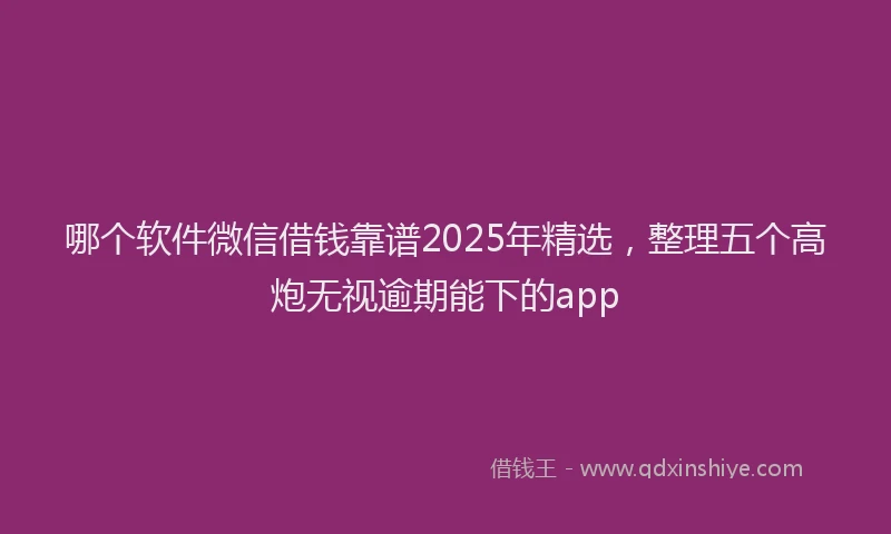 哪个软件微信借钱靠谱2025年精选，整理五个高炮无视逾期能下的app